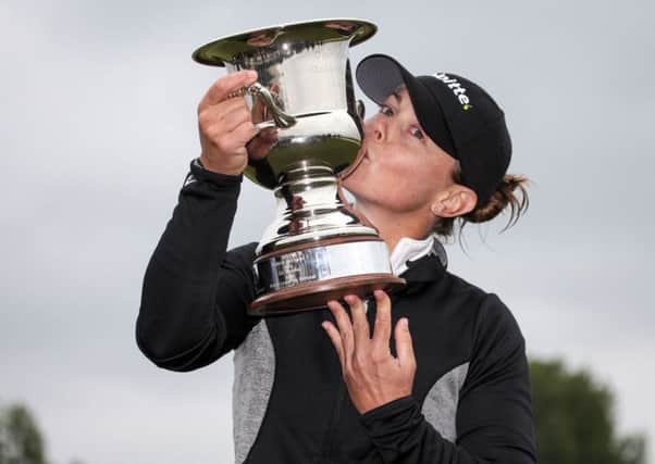Christel Boeljon of the Netherlands poses with the trophy after winning the Deloitte Ladies Open Golf Tournament in Badhoevedorp. Picture: Getty