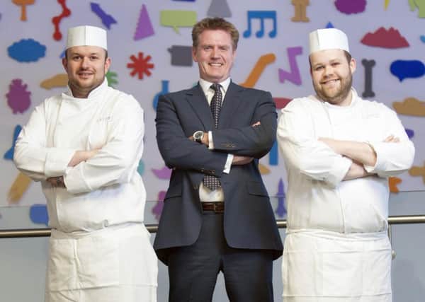EICC boss Marshall Dallas with Leith's chefs Guy Taylor, left, and Iain Mclean. Photo: Jane Barlow