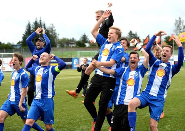 FC Stjarnan celebrate after their 3-2 win over Motherwell in Iceland last season, a result that sent the Fir Park side out of the Europa League. Picture: SNS Group