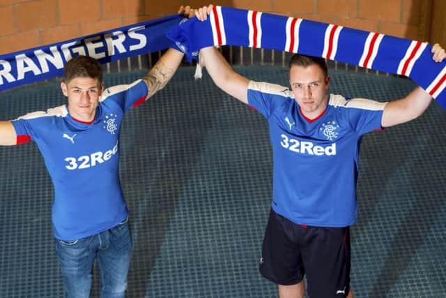 Rob Kiernan and Danny Wilson are unveiled by Rangers after completing moves to the Ibrox club. Picture: SNS