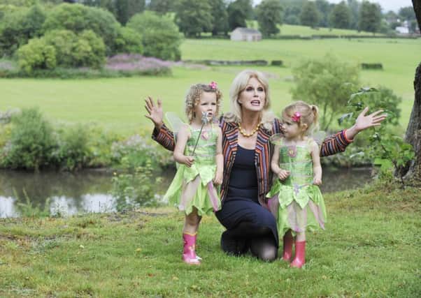 Joanna Lumley enlists the help of two little fairies to help publicise the appeal for cash to help transform a Dumfries house into a Peter Pan storytelling centre. Picture: Contributed