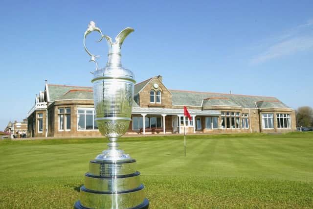 The Open Championship trophy is displaed on the 18th green prior to the Royal and Ancient Golf Club of St Andrews. Picture: Getty Images