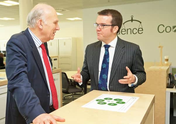 Former Business Secretary Vince Cable on a visit to the Green Investment Bank in Edinburgh to mark £60 million investment in February 2015. Picture: Gordon Fraser