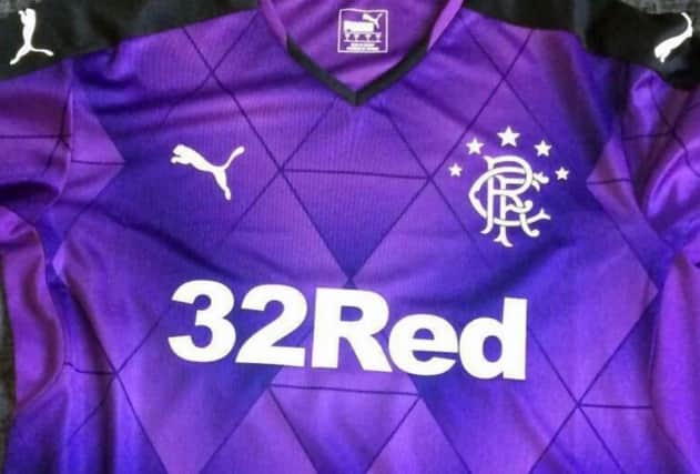 This picture has been doing the rounds on Twitter, and is apparently a leaked Rangers third kit. Picture: Contributed