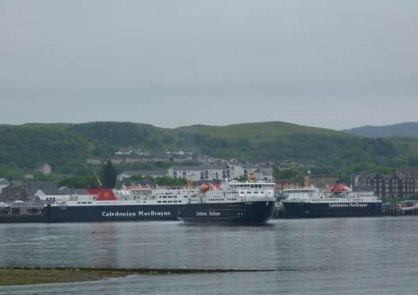 CalMac ferries docked in Oban while workers strike over pay, pensions and conditions. Picture: Moira Kerr