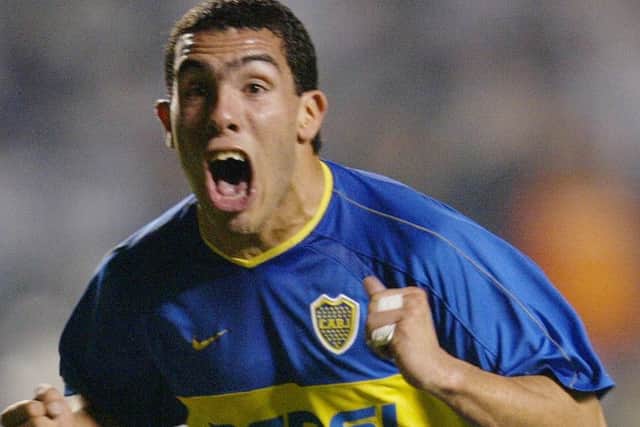 Tevez playing for Boca Juniors in 2003. Picture: Getty Images