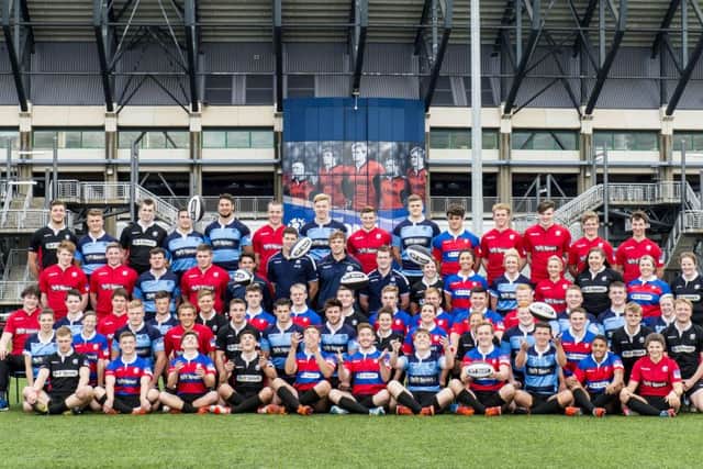 Players from around the country at the launch of the new BT Sport Scottish Rugby Academy. Picture: SNS