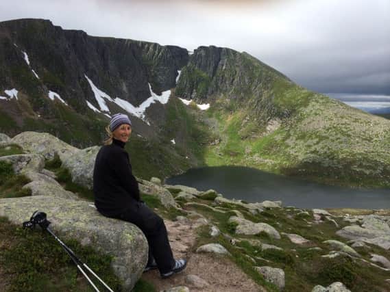 Gillian Fowler at Lochnagar in 2014 after climbing the munro, despite suffering serious spinal cord injuries