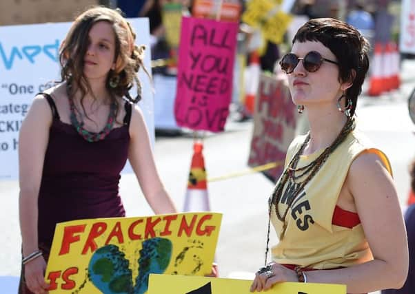 Anti-fracking protestors outside Lancashire council. Picture: AFP/Getty