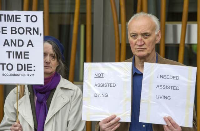 Pro Life demonstrators  outside the Scottish Parliament. Picture: Ian Rutherford