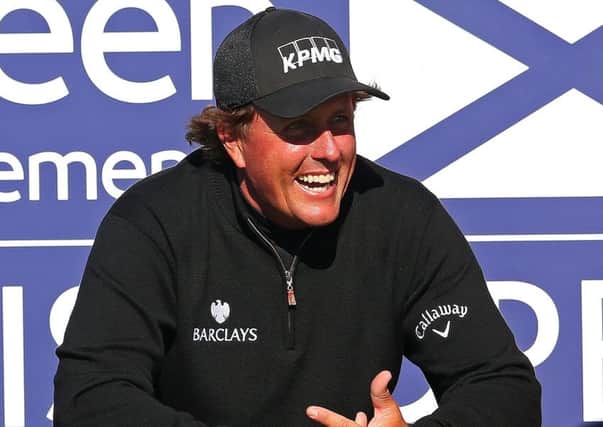 Phil Mickelson in relaxed mood at Royal Aberdeen last year. Picture: Getty