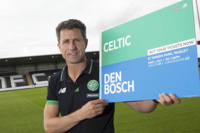 Celtic No 2 John Collins promotes tonight's friendly with Den Bosch. Picture: SNS