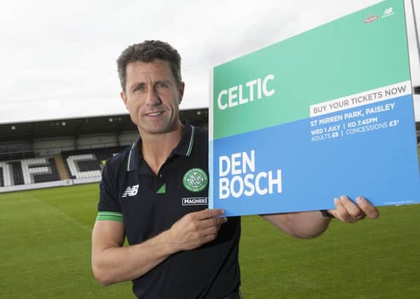 Celtic No 2 John Collins promotes tonight's friendly with Den Bosch. Picture: SNS