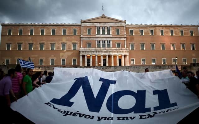 Supporters of a Yes vote demonstrate in Athens. Picture: Getty