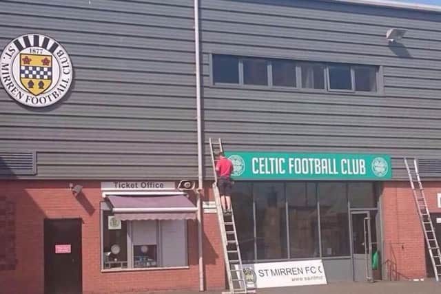 The banner being hung ahead of tonight's game. Picture: Twitter