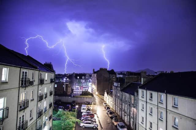 Lightning strikes the skies above Edinburgh. Picture: Karsten Moerman