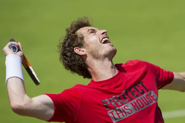 Andy Murray in action during his practice session on Friday. Picture: Ian Rutherford