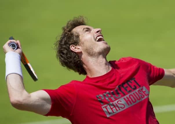 Andy Murray in action during his practice session on Friday. Picture: Ian Rutherford