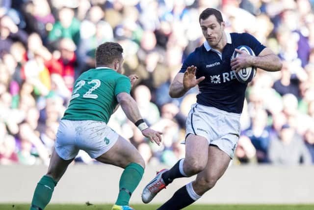 Scotland international winger Tim Visser in Six Nations action against Ireland. Picture: SNS