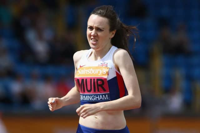 Laura Muir storms down the home straight to claim her 1500 metres win. Picture: Getty