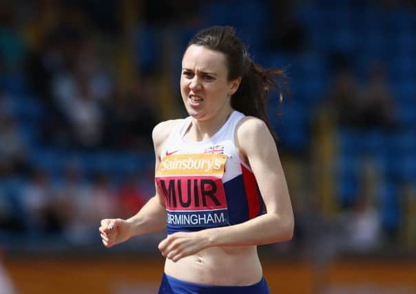 Laura Muir storms down the home straight to claim her 1500 metres win. Picture: Getty
