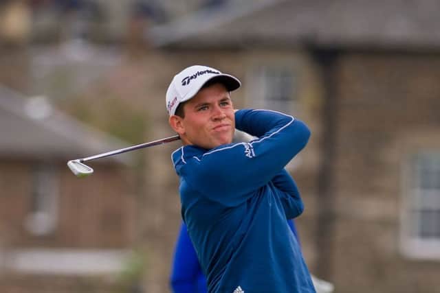 Lothian teenager Calum Hill fires an iron on his way to qualification for the Scottish Open. Picture: Scott Taylor