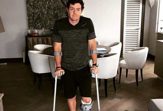 Rory McIlroy in a picture he posted on Instagram showing his ankle injury. Picture: Rory McIlroy/Instagram
