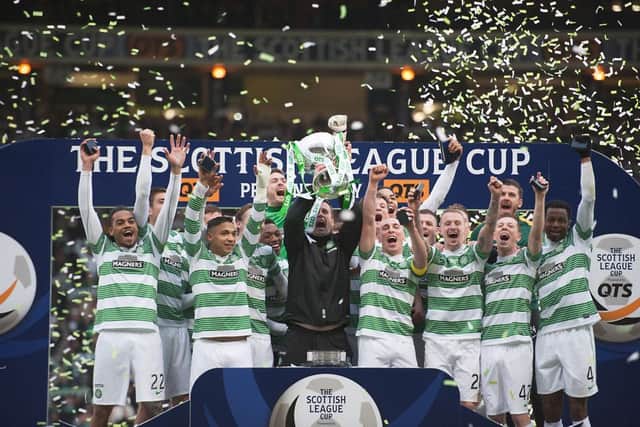Celtic lift the Scottish League Cup at Hampden after defeating Dundee United in March's final. Picture: John Devlin