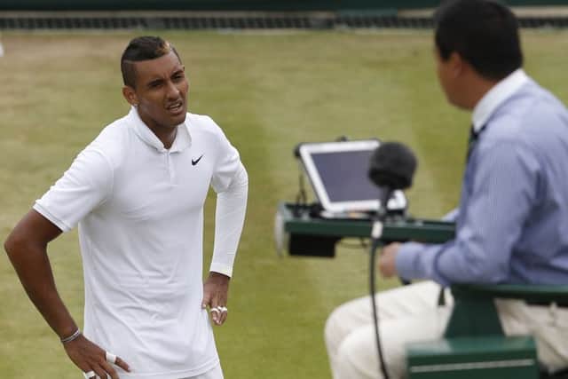 Australia's Nick Kyrgios clashed with British umpire James Keothavong throughout his fourth defeat to Richard Gasquet. Picture: Getty Images
