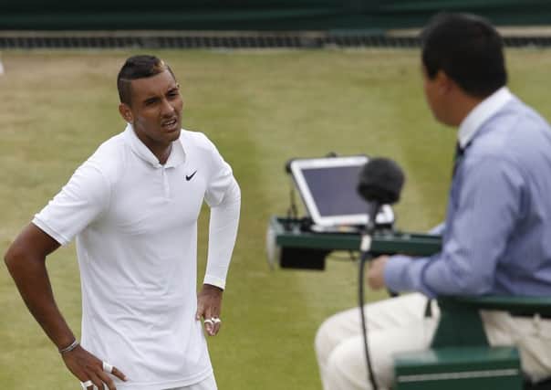 Australia's Nick Kyrgios clashed with British umpire James Keothavong throughout his fourth defeat to Richard Gasquet. Picture: Getty Images