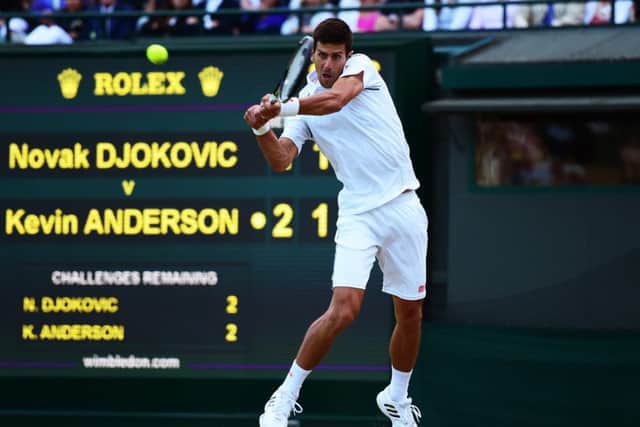 Djokovic fought back from 2-0 sets down against Kevin Anderson before play was suspended. Picture: Getty