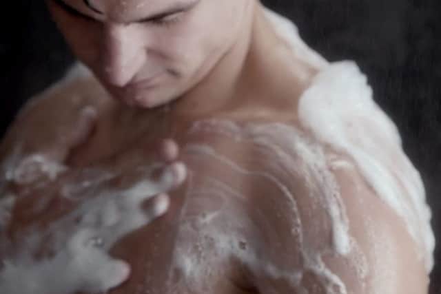 The Plymouth MP gets soaped up in the shower. Picture: Hemedia