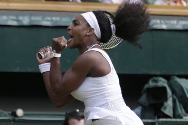 Serena Williams jumps for joy after beating Victoria Azarenka 36, 62, 63. Picture: Pavel Golovkin/AP