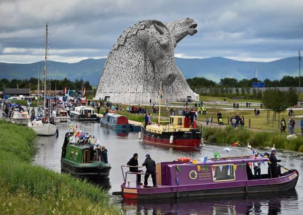The Kelpies sculptures are officially opened by Princess Anne, Princess Royal and a flotilla of boats on July 8, 2015 in Falkirk. Picture: Getty Images