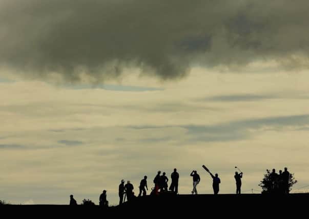 Clouds threaten again during yesterdays proam at Gullane. Picture: Mike Ehrmann/Getty