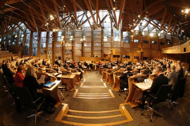 The debating chamber at the Scottish Parliament. Picture: Andrew Cowan