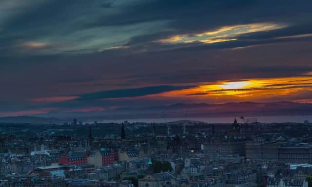 A still from Walid Salhab's new film, Dusk, showing a sunset over Edinburgh. Picture: Walid Salhab/YouTube