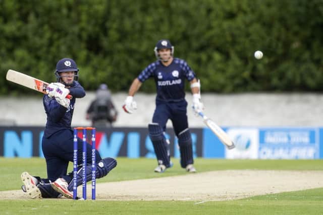 George Munsey hits a boundary on his way to 62. Picture: Donald MacLeod