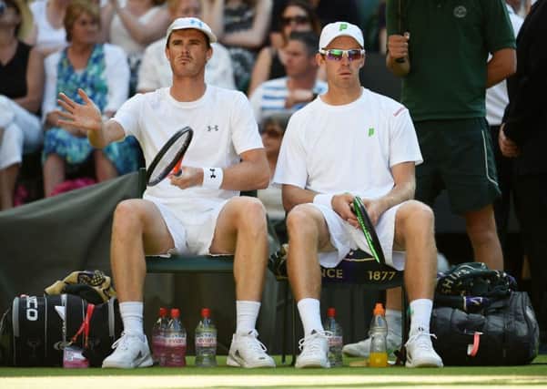 Jamie Murray and John Peers take a break from play. Picture: SNS Group