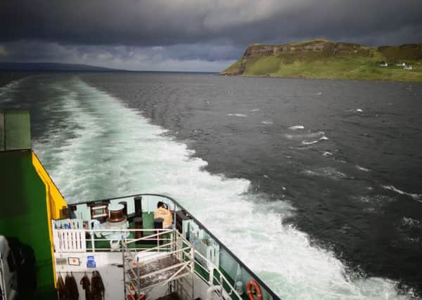 View from a Caledonian MacBrayne ferry as it arrives into Uig from Tarbert in Harris. Picture: Getty