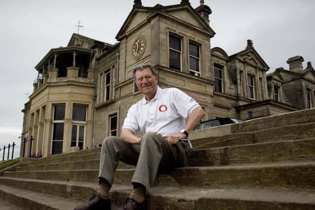 Peter Thomson on the steps of the R&A in St Andrews, near the spot where he launched his 1955 bid for Open glory. Picture: David Cruikshanks