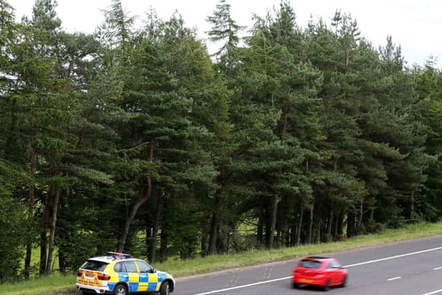 The scene of the accident on the M9 where John Yuill and Lamara Bell were found. Picture: PA