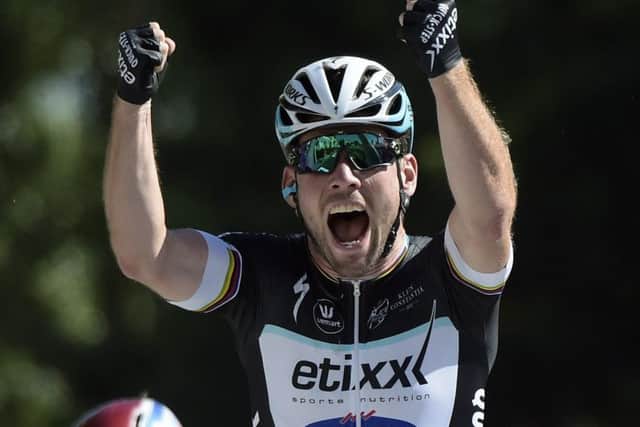 Mark Cavendish celebrates his first Tour de France victory since 2013. Picture: Getty