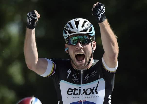 Mark Cavendish celebrates his first Tour de France victory since 2013. Picture: Getty
