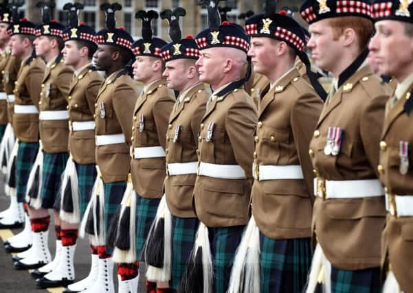 Soldiers at the Redford Barracks in Edinburgh, one of the bases that Defence Secretary Michael Fallon is against selling off. Picture: Contributed