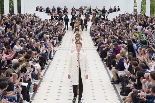 Designs by fashion house Burberry for spring/summer 2016, modelled in London. Picture: AFP/Getty