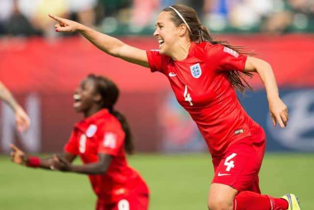Fara Williams celebrates scoring Englands winner in the third-place match, but it wasnt enough to qualify for the Olympics. Picture: Getty
