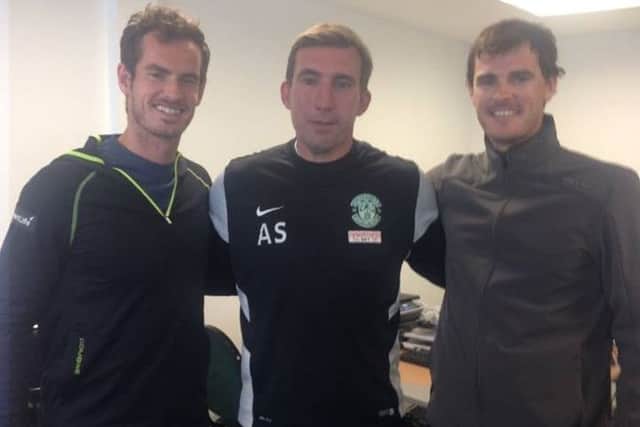 Alan Stubbs welcomes the Murray brothers to East Mains. Picture: Contributed