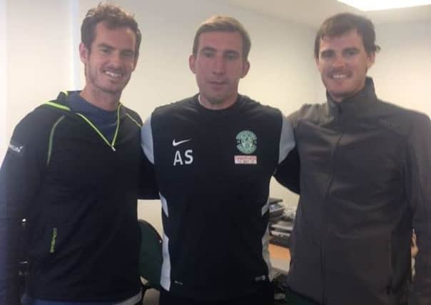 Alan Stubbs welcomes the Murray brothers to East Mains. Picture: Contributed