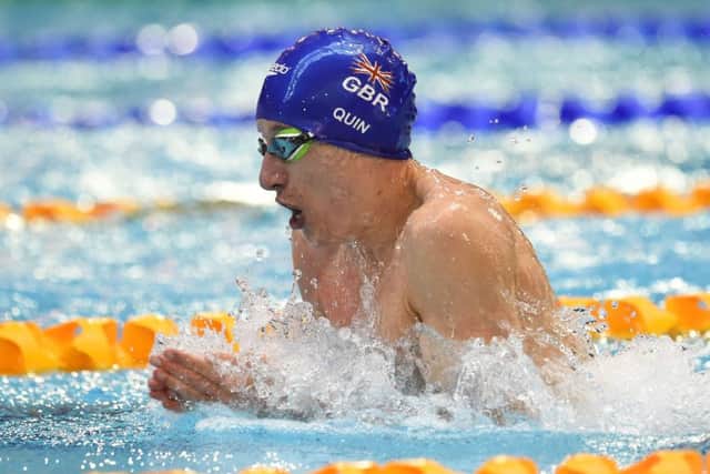 Edinburgh-born Scott Quin competes for Team GB in the 100m breaststroke SB14 final. Picture: SNS